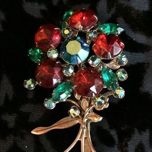 Colorful Vintage Rhinestone Broach or Pin